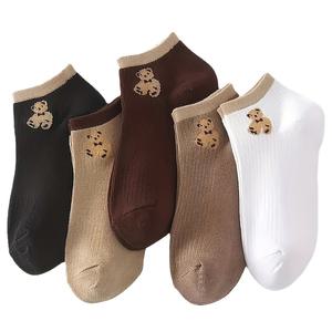 5켤레 여성 발목양말 세트 단목 곰돌이 봄 가을 패션 여자양말 ODM-SOCKS01