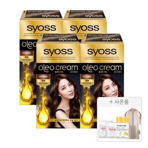 사이오스 올레오크림 새치커버 염모제 4N 리치초콜릿, 4개 + 증정(염색키트, 2개 + 컨