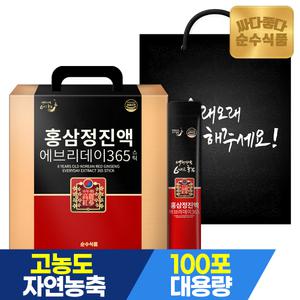 [쇼핑백+홍삼10포추가] 순수식품 6년근 홍삼 스틱 1박스(100포) 홍삼정진액 에브리데이