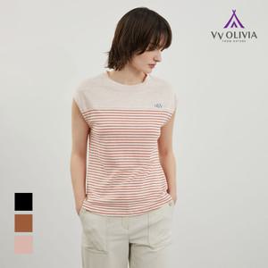 [비비올리비아] 린넨 스트라이프 배색나시_VVBAN4M4171
