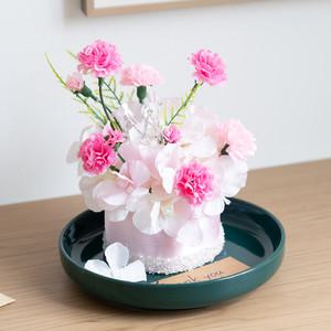 어버이날 카네이션 조화 케이크&접시 선물 set 20x21cm 인테리어 소품 감사