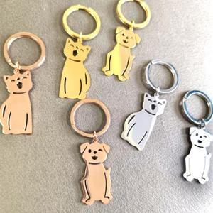 열쇠고리 호환 키링 자동차 차키 가방 핸드폰 10pcs 304 스테인레스 스틸 개 고양이 동물 키 체인 거울 세