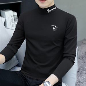 티 셔츠 반팔 면티 얇은 카라 차니아 목티 봄 여름 남자 남성 하프 터틀넥 밑단 순면 내층 2025 가을 겨울