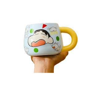 남자 어린이 물컵 짱구 노랑손잡이 세라믹 머그컵 460ml 유아물컵 우유컵 예쁜컵