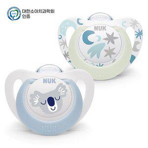 [누크][대한소아치과학회 인증] 누크 스타 야광 노리개젖꼭지 쪽쪽이 S1 (0~6개월) 블루