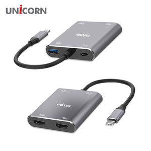 [유니콘] C타입 to HDMI 듀얼 모니터 분배기 4IN1 PD100W충전 CH-500KD