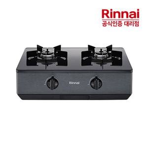 [전국설치] 린나이 2구 가스레인지 새틴티타늄 전면AA건전지