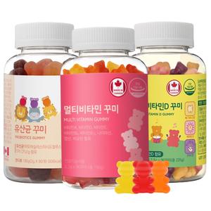 키즈 멀티비타민 구미 젤리 90 꾸미 3개월분 외 3종 캐나다 직수입 종합 칼슘 비타민 d 유산균 부원료 A b 비오틴 나이아신 함유 청소년 어린이 영양제