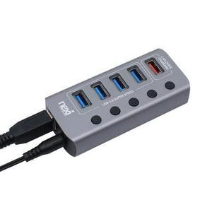USB 3.0 5포트 유전원 허브 개별 on off 스위치 전원 LED 버튼 멀티 확장 외장하드 인식 고속 충전