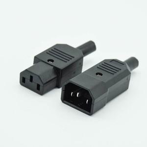 IEC 직선 케이블 플러그 재배선 가능 전원 커넥터 3핀 AC 소켓 C13 10A 250V 검정색 암수
