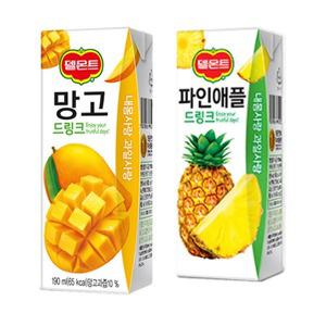 델몬트 파인애플 + 망고 드링크팩 190ml 각24팩(총48팩) 과즙주스/주스/음료/과채음료