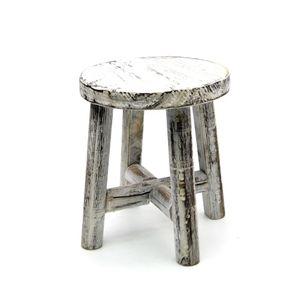 빈티지 화이트 원목 우드 원형 미니 화분받침대 18x20cm대 장식 장식대 인테리어 용받침 선반 선반대