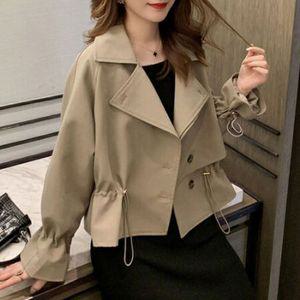 여자 숏 트렌치자켓 허리 셔링 포인트 캐주얼 정장 여성겨울코트