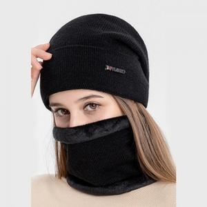 크리스 넥워머 모자 세트 따뜻한 니트모자(블랙)