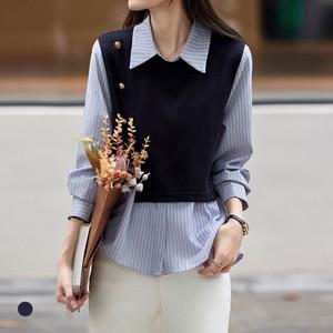 [카라] KARRA 라인스트라이프베스트셔츠_A4F0925