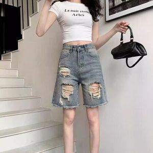 여성 트렌디 아이템 청반바지 빅 일자 찢청 통mm 루즈핏 5부 사이즈 와이드 여름 HT2