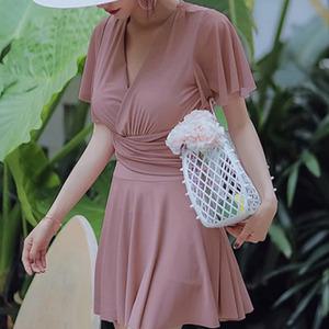동남아 여행 스윔웨어 반팔 원피스 수영복 여름 휴가 휴양지 체형커버 호텔 워터파크 비치