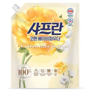 샤프란 섬유유연제 코튼 앤 크림 리필 2.1L