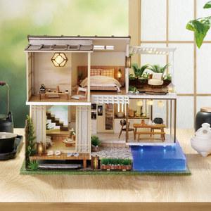 DIY 나무 인형 집 LED 키트와 미니어처 가구 어린이위한 대형 빌라 모델 Dollhouses 장난감 크리스마스 선물 카사
