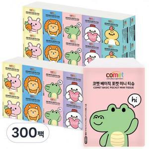 코멧 베이직 천연펄프 3겹 포켓티슈, 10매, 300팩 one option