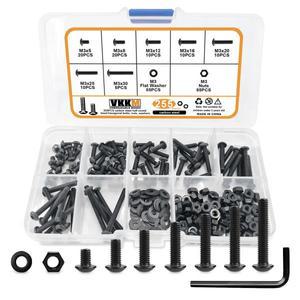 M3 육각 헤드 나사 블랙 단추 헤드 육각 소켓 나사 와셔 너트 모음 키트 255 개 M3 x 5mm 8mm 12mm 16mm 20
