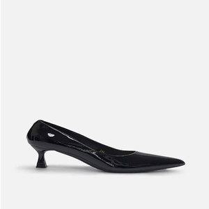 [천연소가죽] 베이직 에나멜 V쉐입 스틸레토 힐 6cm 블랙