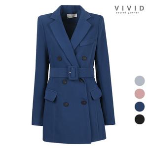 VIVID 여성 더블 벨티드 정장 자켓