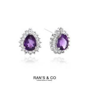[RAN'S&CO][란스앤코] RAN`S&CO 천연자수정(2캐럿) 페어 귀걸이