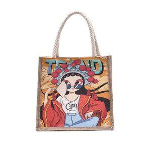 [기타]여성 패브릭 에코백 손가방 그림 사각 가방 유니크