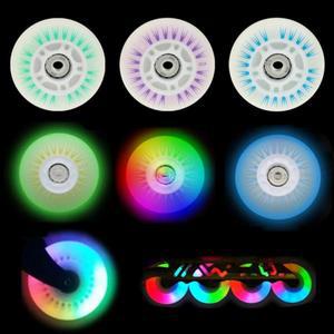 인라인바퀴 우레탄바퀴 휠 수리 교체 부품 부속 4Pcs 76/80mm 깜박이 롤러 스케이트 LED 빛나는 인라인 신
