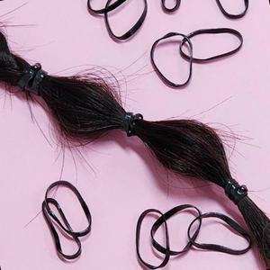 고무 미니 헤어 고정띠 머리끈 검정 탄성 헤어밴드 짧은머리 두께 얇은 머리묶기