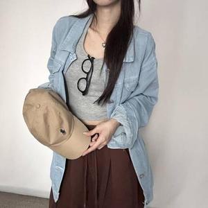 [오노마] ONM 셔츠 청남방 루즈핏 여자 데님 블랙 편한 연청