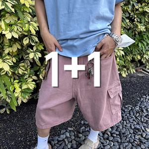 1+1 남녀공용 여름 쿨 7부 버뮤다 데님 청 반바지 2컬러