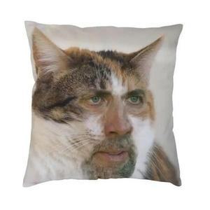 Nicholas Cage 고양이 밈 투척 베개 케이스 침실 소파 홈 장식 쿠션 커버 사각형 양면 인쇄