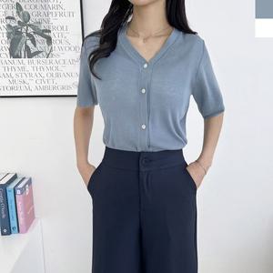 여성 여름 포레스트 반팔 가디건 니트 티셔츠