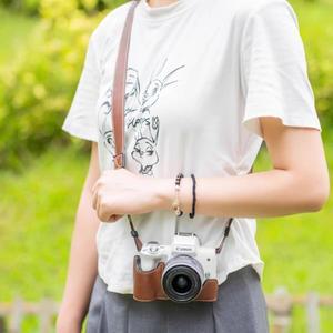 Canon M50 1세대 및 2세대 레트로 베이스 하프 백 보호 케이스 카메라 가죽 숄더 스트랩호환