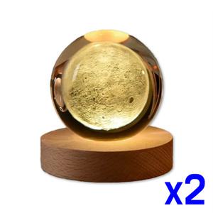 방등 x2개 원목받침형 USB타입 크리스탈 달 무드등