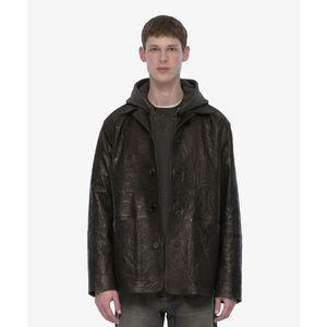JILLSTUART NEWYORK MEN 뉴욕 남성 블랙 램스킨 카코트 가죽 점퍼 JNJU5A111BK 140924