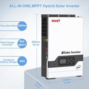 MUST PV 태양광 하이브리드 인버터 배터리, 1KW, 2KW, 3KW, 4KW, 5KW, 8KW, 10KW, mpp80a, 100a, PV450V