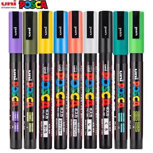 Uni Posca PC-3M 페인트 마커, 0.9-1.3mm 미세 포인트 총알 펜촉, 그래피티 락 페인팅 아크릴 미술 용품, 4