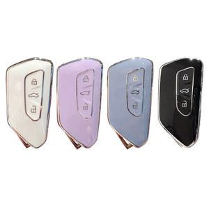 차키케이스 차량용 소프트 TPU 원격 케이스 보호 커버 폭스바겐 골프 MK8 ID 쿠프라 스코다용 단추