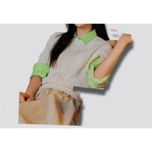 빈폴 LADIES 코튼 혼방 크로셰 라운드넥 반소매 쇼트 니트 아이보리 BF4351C010 859726