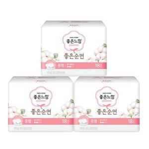 좋은느낌 생리대 좋은순면 중형 18매 X 3팩 날개형