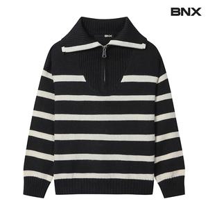 [롯데백화점]비엔엑스 아노락 반집업 스트라이프 긴팔니트 (BW4KP016L0)