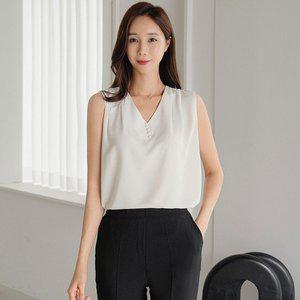 [엄마옷드리다] 여름 여자 쉬폰 민소매 브이넥 정장 이너 빅사이즈 블라우스 40 50대 중년여성.._P36971...