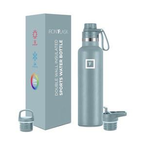 아이언 FLASK 캠핑 및 하이킹 수분 공급 용기 - 뚜껑 3개(좁은 스파우트 뚜껑) 누수 방지 진공 단열 스테인리스 스틸 뜨겁고 차가운 이중 벽 스포츠 물병 엘리먼트 그레이, 24온스