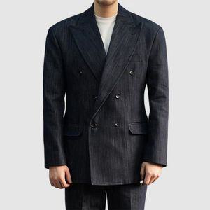 남자 오버랩 캐쥬얼 슬림핏 수트 데님정장재킷 자켓