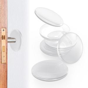 FlyCoco 벽용 5.1cm(2인치) 실리콘 도어 스토퍼 재사용 가능한 세탁 자체 접착 원형 투명 범퍼 6개 젤 소프