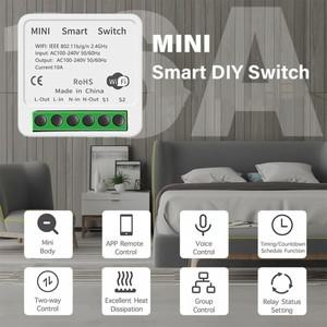 투야 스마트봇100-240V 16A Tuya 스마트 홈 미니 DIY Wifi 스위치 릴레이 Moudle 2 웨이 리모컨 Timmer 벽