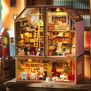 인형의 집 미니 인형 DIY 키트 방 장난감 만들기 가구와 홈 침실 장식 나무 공예 3D 퍼즐 여아용